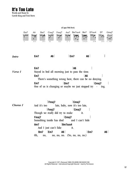 It's Too Late by Carole King - Guitar Chords/Lyrics - Guitar Instructor