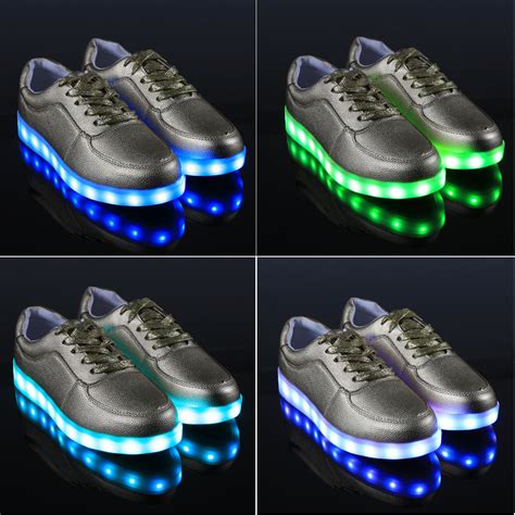 Unisex Cool LED Light Lace Up Luminous Flat Sneaker Shoes