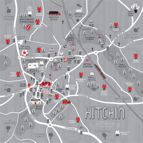 Illustrated Map of Hitchin Print - Etsy UK