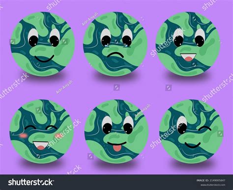 Cute Earth Face Icon Setflat Design Stock Illustration 2149005847 | Shutterstock