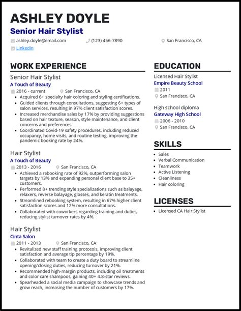 7 Hair Stylist Resume Examples [& Templates]