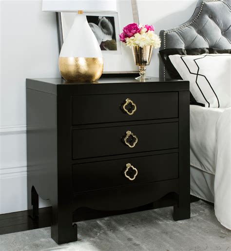 Safavieh Nero 3-Drawer Solid Contemporary Night Stand, Black - Walmart.com