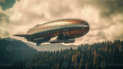 Zeppelin of a beautiful Transportation with futuristic design. AI Generated. 26978825 Stock ...