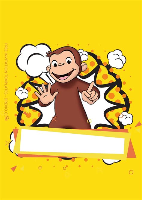 8+ Yellow Party With Curious George Canva Birthday Invitation Templates ...