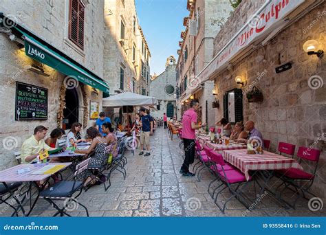 Typical Restaurants in Old Town, Dubrovnik, Dalmatia, Croatia Editorial ...