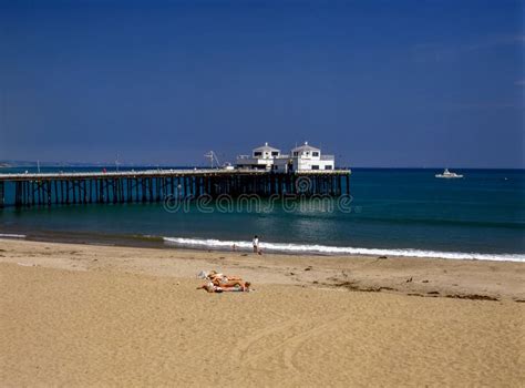 Pier and Boat on Malibu Beach Stock Photo - Image of sand, travel ...