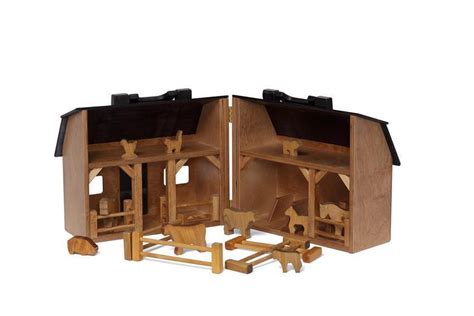 Fold and Go Barn: Wooden Toy Barn and Farm Anima?l Set from