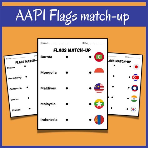 AAPI Flag Match-up | Asian Pacific American Heritage Month Matching Flags | Made By Teachers