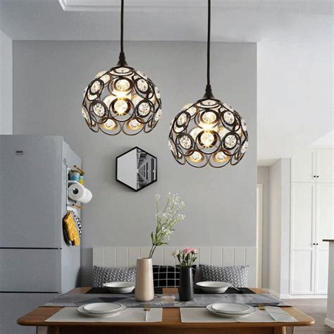 Crystal Iron Pendant Lights Fixtures Nordic Black Lamp E27 220v 110v ...