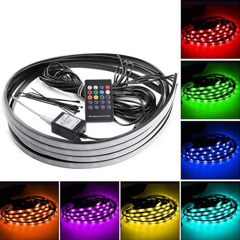 4pcs 8 Color RGB 5050 SLIMLINE Strips Neon LED Underglow Kit Underbody 48" & 36" | eBay