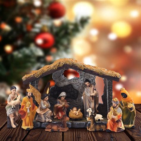 Kaacd Christmas Nativity Scene Hand Painted Sculpted Collectable Table ...