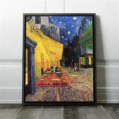 Vincent Van Gogh cafe Terrace at Night Framed Reproduction Van Gogh Art Print on Canvas Painting ...