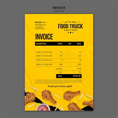 Premium PSD | Food truck invoice template