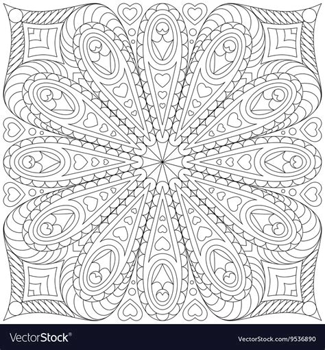 Adult coloring book page template Royalty Free Vector Image