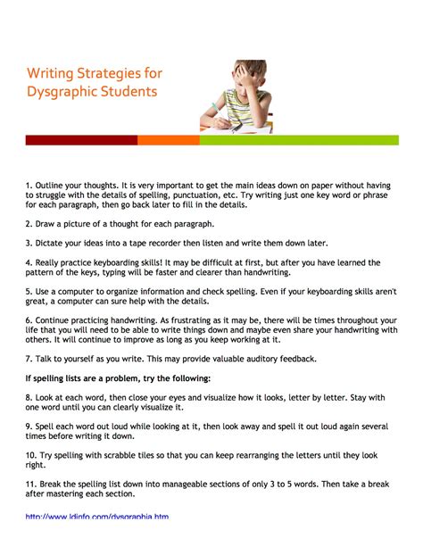 Exceptional Children Resources : Dysgraphia- Writing Strategies