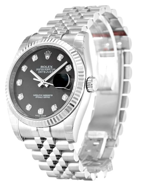 Replica Rolex Datejust Black Dial Diamond Markers 116234 36MM