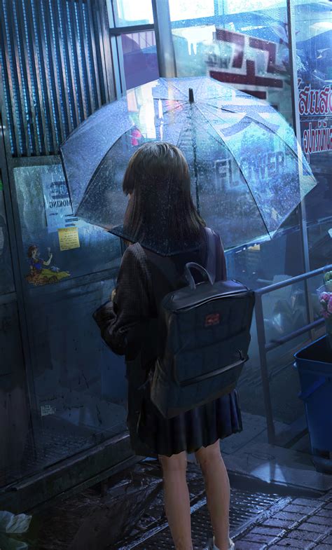 1280x2120 Anime Girl Umbrella Rainy Day 5k iPhone 6+ ,HD 4k Wallpapers ...