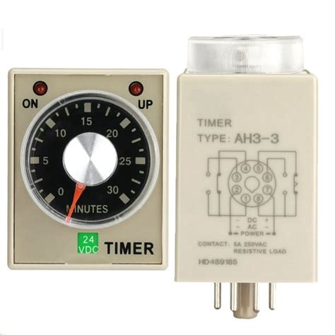 Kritne 24VDC 6/10/30/60 Minutes Power On Delay Timer Time Relay AH3-3 ...