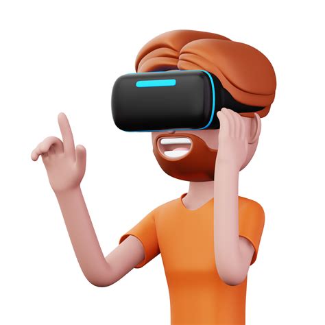 Happy man using virtual reality headset, Cute cartoon character with VR, 3d rendering 21577768 PNG