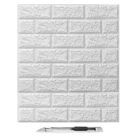 Buy Art3d 30Pcs 3D Brick Wallpaper in White, Faux Foam Brick Wall ...