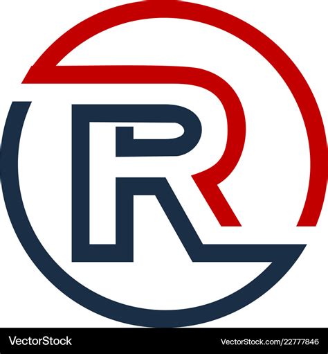 R letter circle line logo icon design Royalty Free Vector