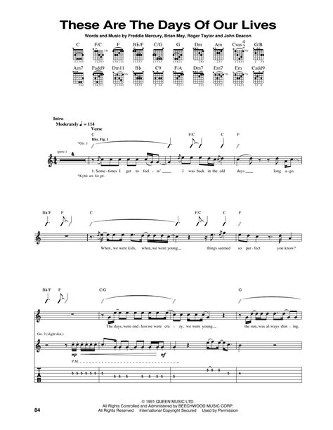 These Are The Days Of Our Lives by Queen - Guitar Tab - Guitar Instructor