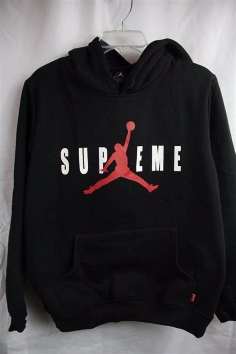 SUPREME x JORDAN HOODIE SWEATSHIRT LARGE BLACK HOODIE JORDAN NEW WITH TAGS & RECEIPTS ...