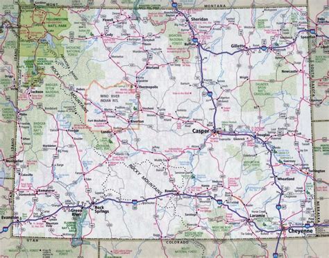 Large Detailed Roads And Highways Map Of Wyoming State With All Within ...