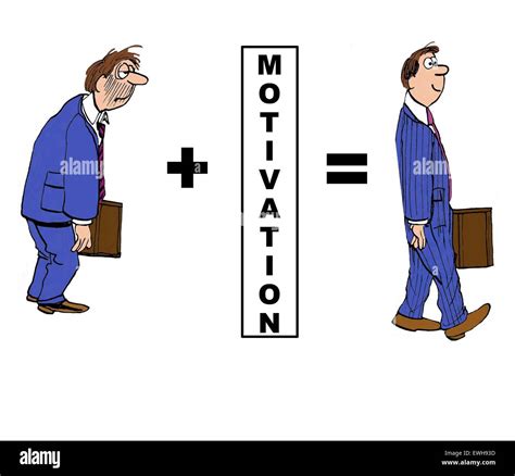 Business-Cartoon zeigt die positive Auswirkungen der "Motivation" auf den Geschäftsmann ...