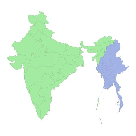 Premium Vector | High quality political map of India and Myanmar with ...