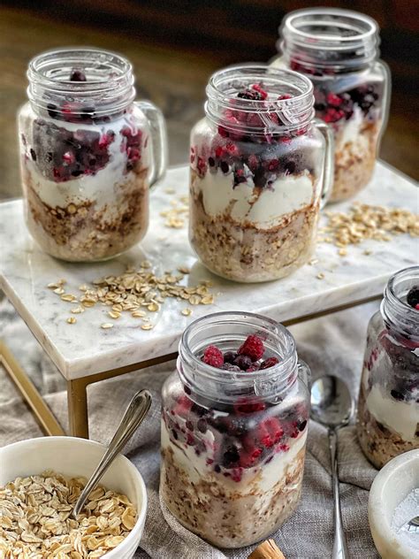 Mixed Berry Overnight Oat and Yogurt Parfaits - Sweet Savory and Steph