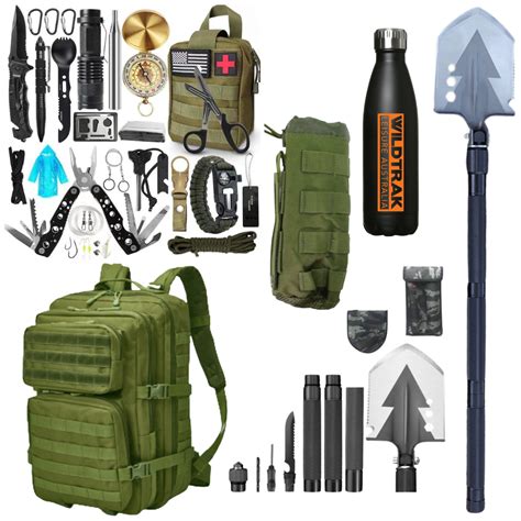 Hiking Backpack Setup Kit Tactical Survival Equipment Green Rucksack 36pce