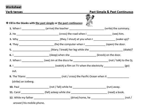 Simple Past Vs Past Continuous Tense Exercises - Exercise Poster