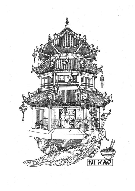 Chinese Pagoda Drawing at PaintingValley.com | Explore collection of Chinese Pagoda Drawing