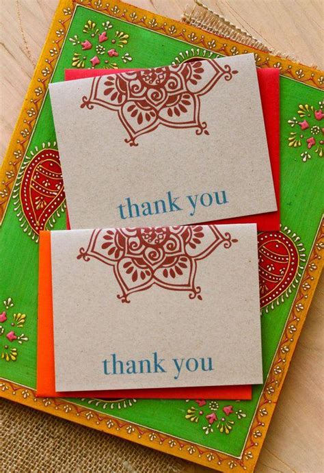 Henna Love - Modern Indian Wedding Thank You Cards, Orange And Red Thank You Card - Purchase To ...