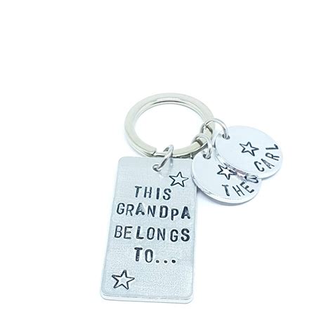 Grandfather Gift Personalized Grandpa Keychain Father's | Etsy