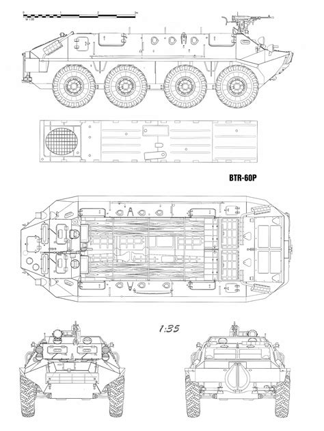 BTR-60 Blueprint - Download free blueprint for 3D modeling