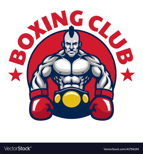 Boxing badge gym mascot logo Royalty Free Vector Image