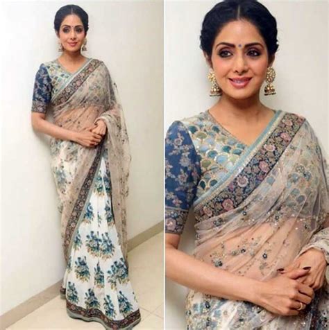 sridevi looks ethereal in sabyasachi saree for mom promotions | Sridevi ...