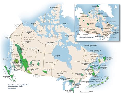 National parks Canada map - Parks Canada map (Northern America - Americas)