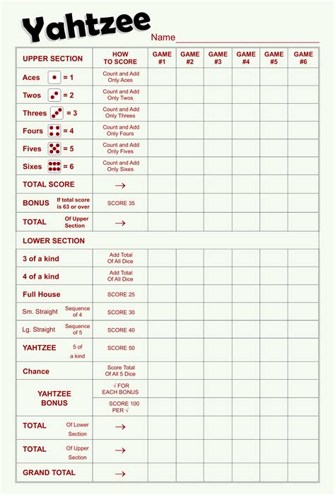 Yahtzee Score Sheets - 10 Free PDF Printables | Printablee