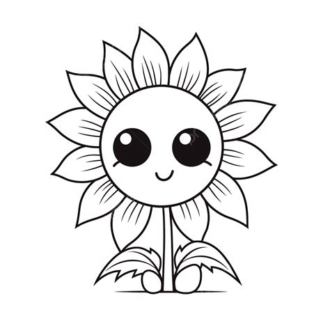 Cute Sunflower Drawing For Kids Outline Sketch Vector, Flower Drawing, Sun Drawing, Wing Drawing ...