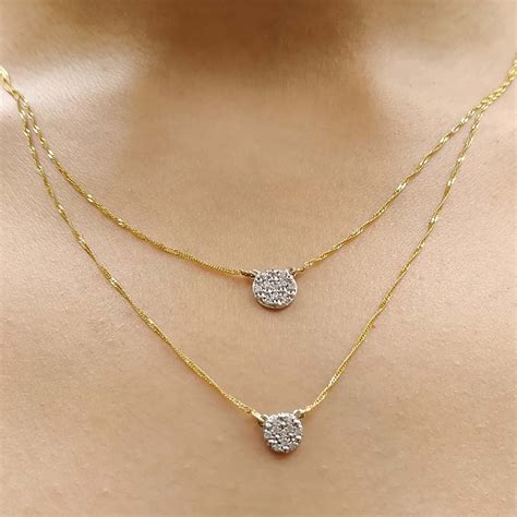 Double Chain diamond Necklace In 14K Yellow Gold | Fascinating Diamonds