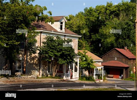 Historic buildings in the historic town of Elsah, Illinois Stock Photo ...