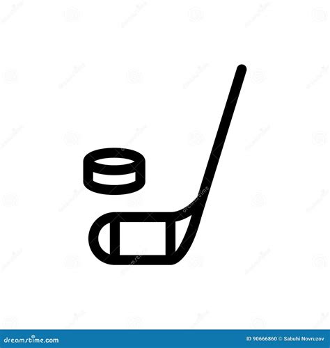 Hockey Stick and Puck Icon. Simple Filled Hockey Stick and Puck Vector Icon. on White Background ...