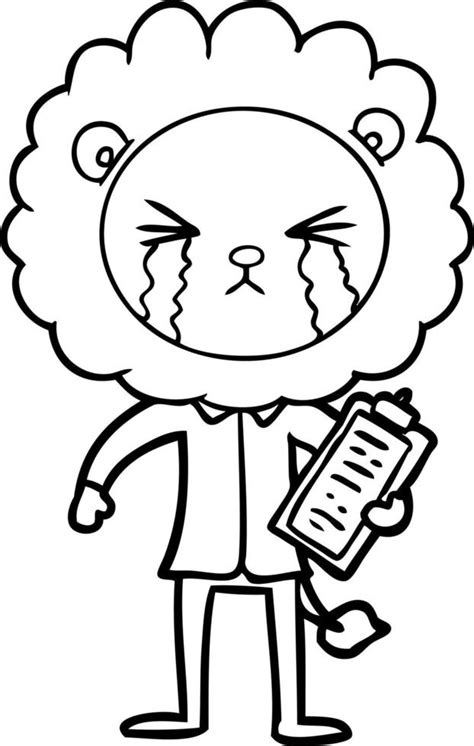 cartoon crying lion with clipboard 12382344 Vector Art at Vecteezy