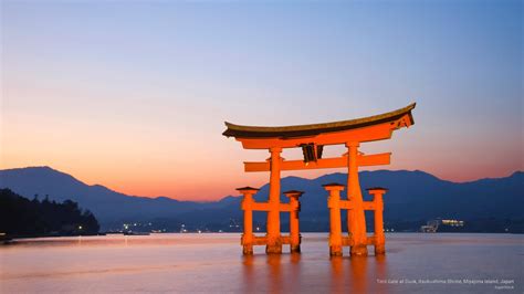 Torii Gate at Dusk, Itsukushima Shrine, Miyajima Island, Japan #Asia #2K #wallpaper #hdwallpaper ...