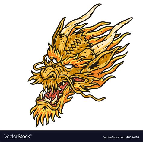 Yellow dragon head colorful logotype Royalty Free Vector