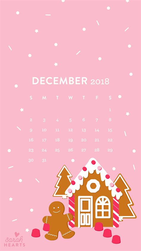 December 2018 Gingerbread House Calendar Wallpaper - Sarah Hearts