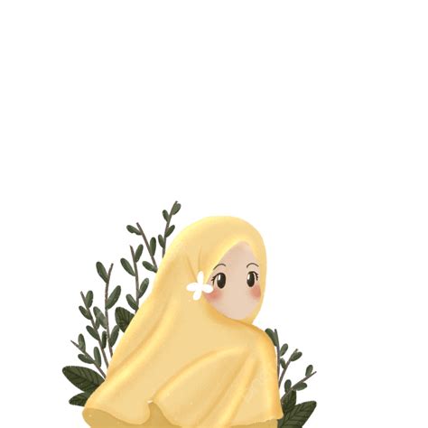Muslimah Cute Vector Hd Images, Illustration Cute Beautiful Muslimah Moeslima With Floral ...